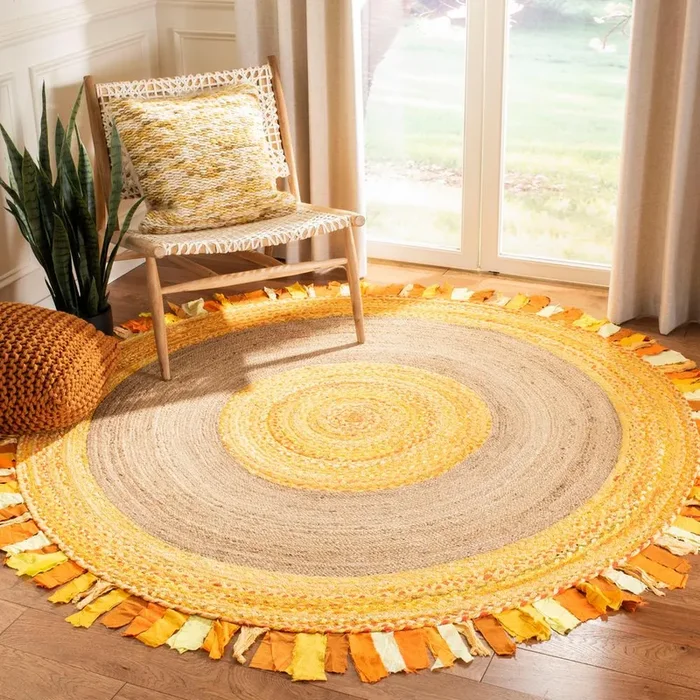 Cape Cod Gold/Natural 5’x5′ Round Area Rug #113R