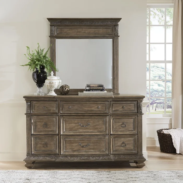 Carlisle Court – Dresser & Mirror – Medium Brown
