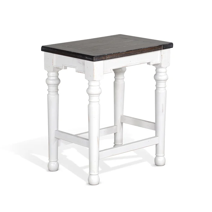 Carriage House – Stool Wih Wood Seat – White / Dark Brown