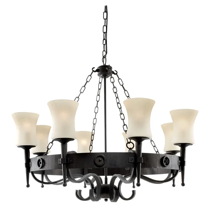 Cartwheel 8 Light Iron Pendant in Black