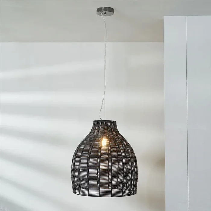 Casewell Black Rattan Coche Pendant Ceiling Light