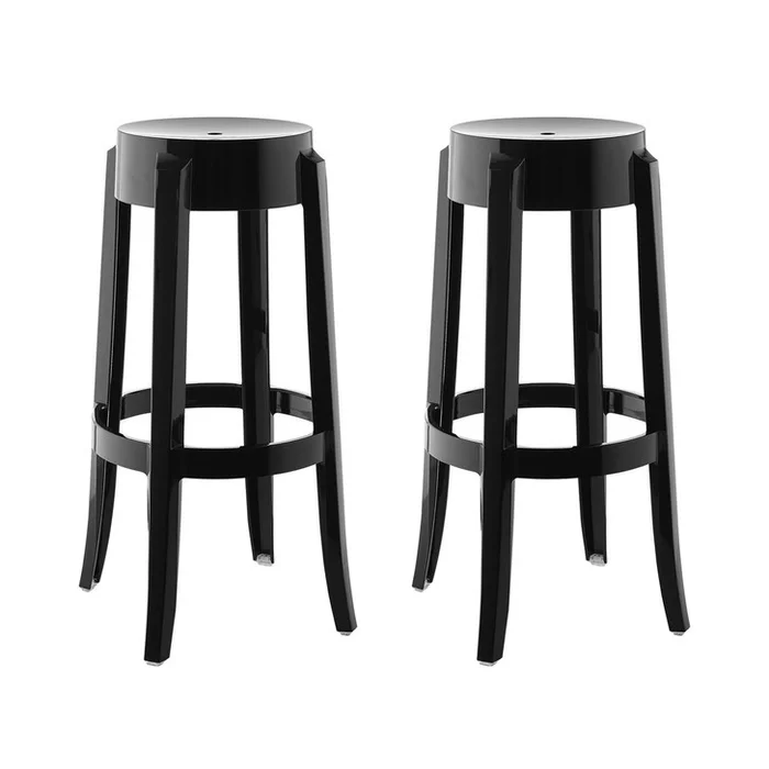 Casper Bar Stool Set of 2, Black Plastic