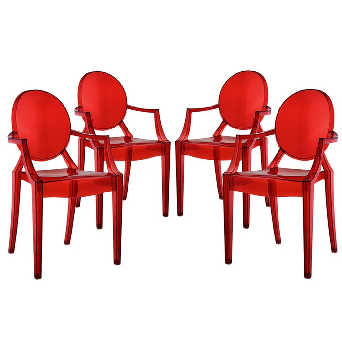 Casper Dining Armchairs (Set of Four), Red, Plastic