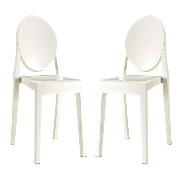 Casper Dining Chairs Set of 2, White, Plastic 13067