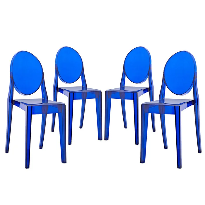 Casper Dining Chairs (Set of Four), Plastic, Blue