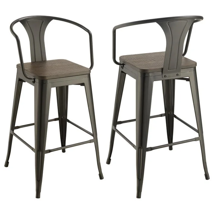 Cavalier – Metal Bar Chair (Set of 2) – Dark Elm And Matte Black