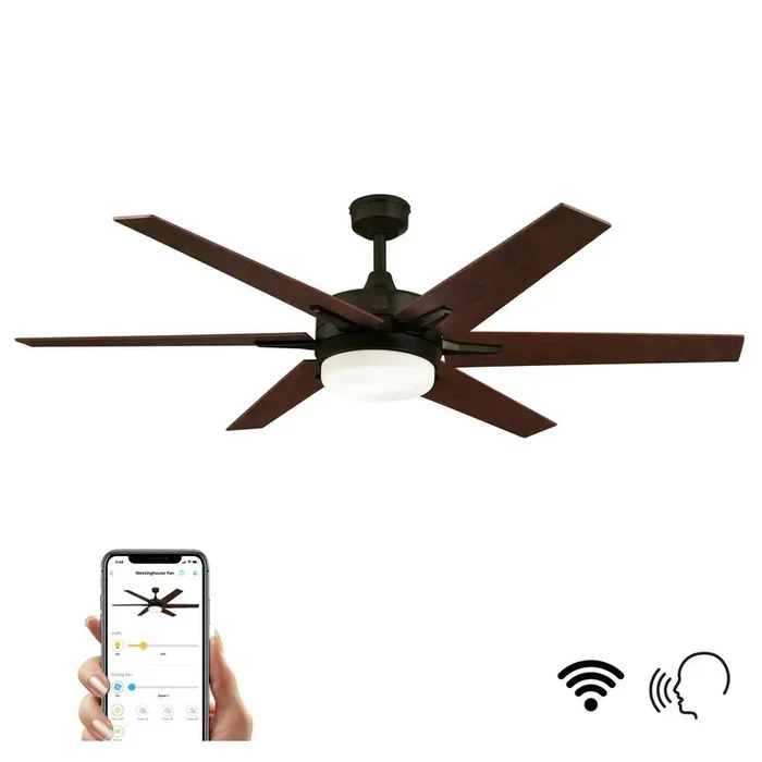 Cayuga LED Smart WiFi Indoor 6 Blade Ceiling Fan, Compatible with Amazon Alexa & Google Home