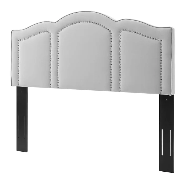 Cecilia Full/Queen Performance Velvet Headboard, Velvet, Light Grey Gray, 21873