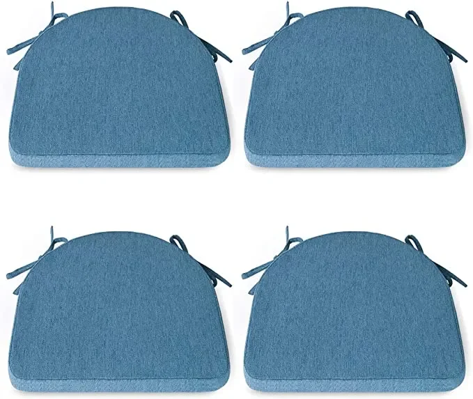 Chair Cushion with Ties for Dining Chairs [17 x 16.5 Inches] Non Slip Kitchen Dining Chair Pad and Seat Cushion with Machine Washable Cover Set of 4 Blue