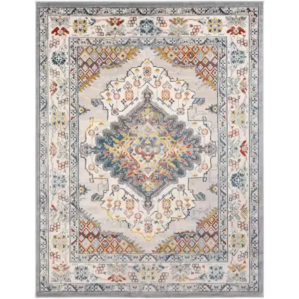 Chandi Blue/Orange Medallion Area Rug