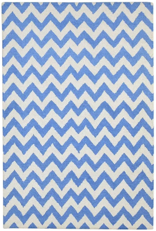 Charleen Wool Blue Rug 4′ X 6′ Modern Hand Tufted Scandinavian Chevron