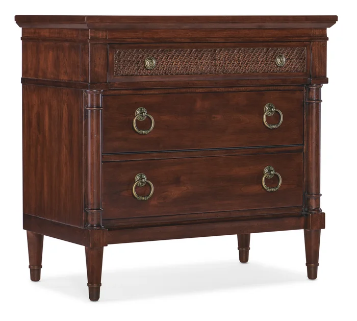 Charleston Bedroom Three-Drawer Nightstand – Maraschino Cherry