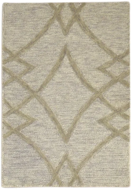Cherey Brown Wool Rug 2′ X 3′ Modern Hand Tufted Scandinavian Geometric