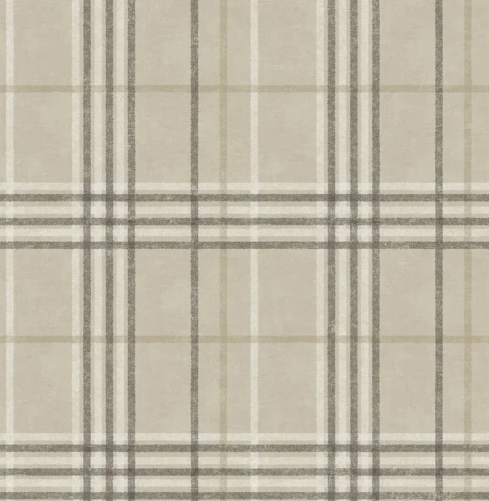 Chesapeake 3114-003313 Rockefeller Beige Plaid Wallpaper