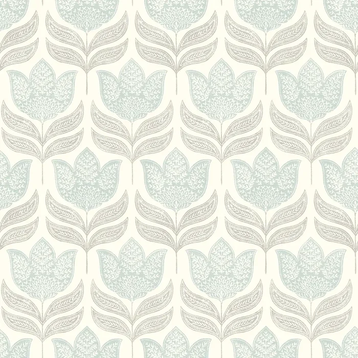 Chesapeake 3125-72344 Cathal Aqua Tulip Block Print Wallpaper