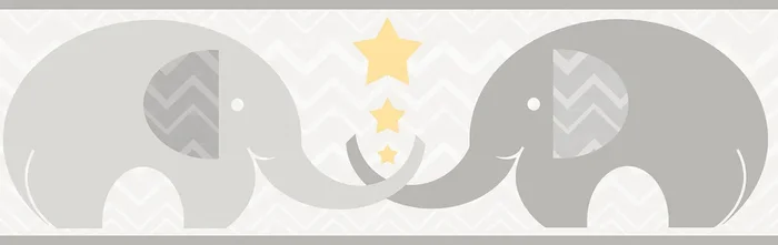 Chesapeake HAS01171B Tobi Grey Elephant Love Border