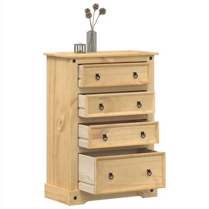 Chest Of Drawers Corona 80X43X114 Cm Solid Wood Pine