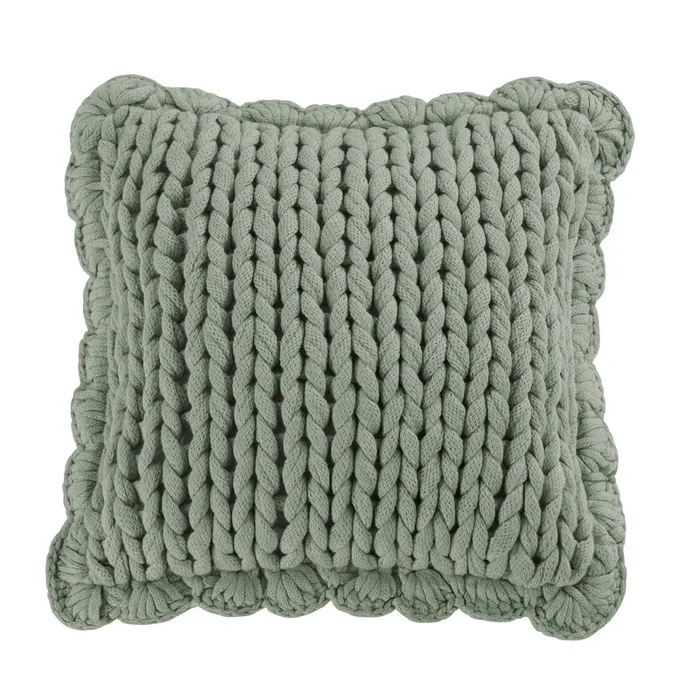 Chunky Knitted Decorative Pillow- Sage
