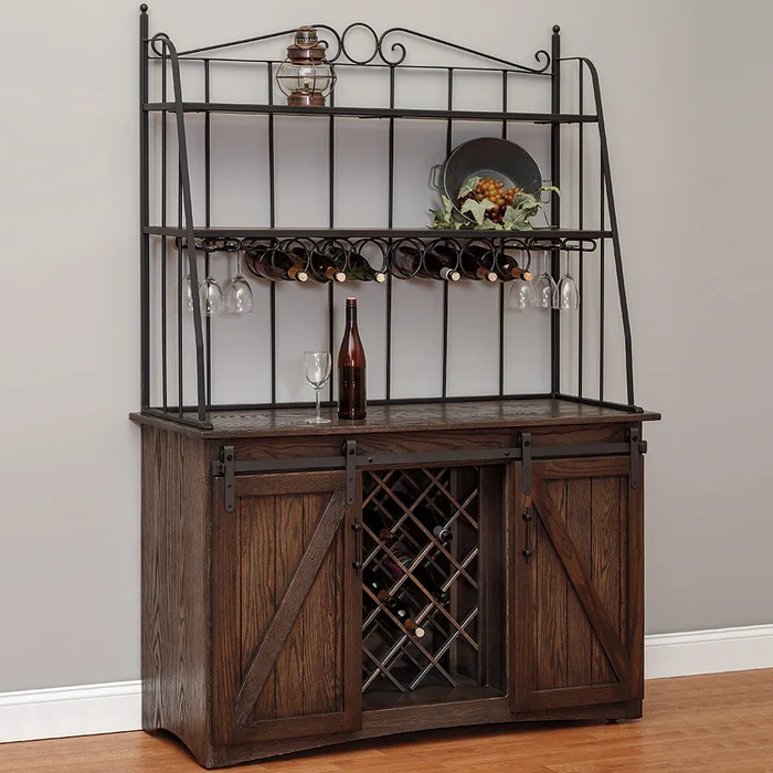 Cimarron Barn Door Amish Cabinet with Wine Rack