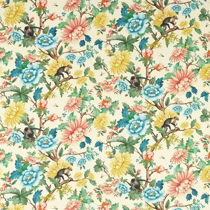 CLARKE AND CLARKE F1603/01.CAC.0 SAPPHIRE GARDEN IVORY Fabric