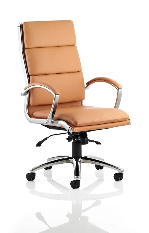Classic Executive Chair Tan With Arms High Back