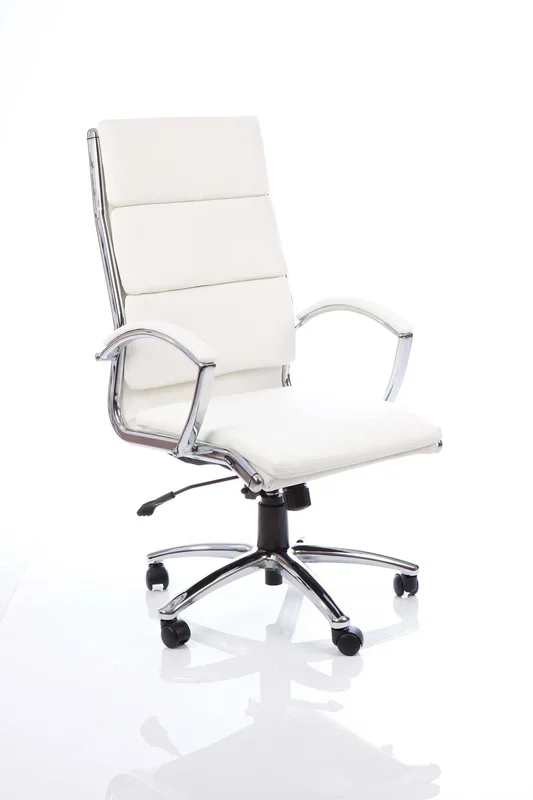 Classic Executive Chair White With Arms High Back
