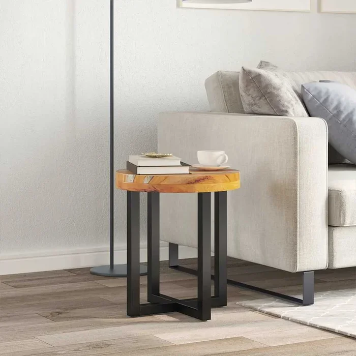 Coffee Table 40X45 Cm Solid Teak Wood And Polyresin