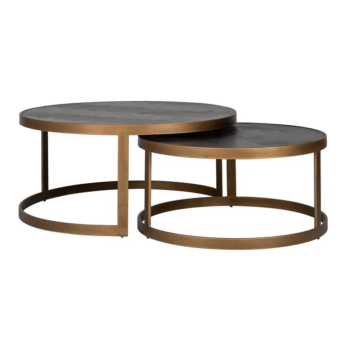Coffee table Blackbone brass set of 2 (Black rustic)- Richmond Interiors – Please message to discuss pricing & availability before purchase