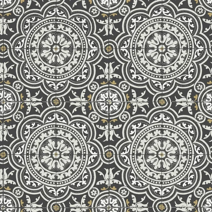 COLE & SON 117/8022.CS.0 PICCADILLY GREY & METALLIC GOLD ON BLACK Wallpaper