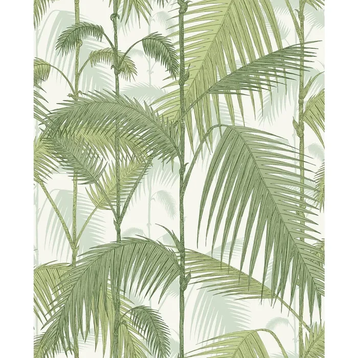 COLE & SON F111/2007L.CS.0 PALM JUNGLE OLV GRN ON WHT Fabric