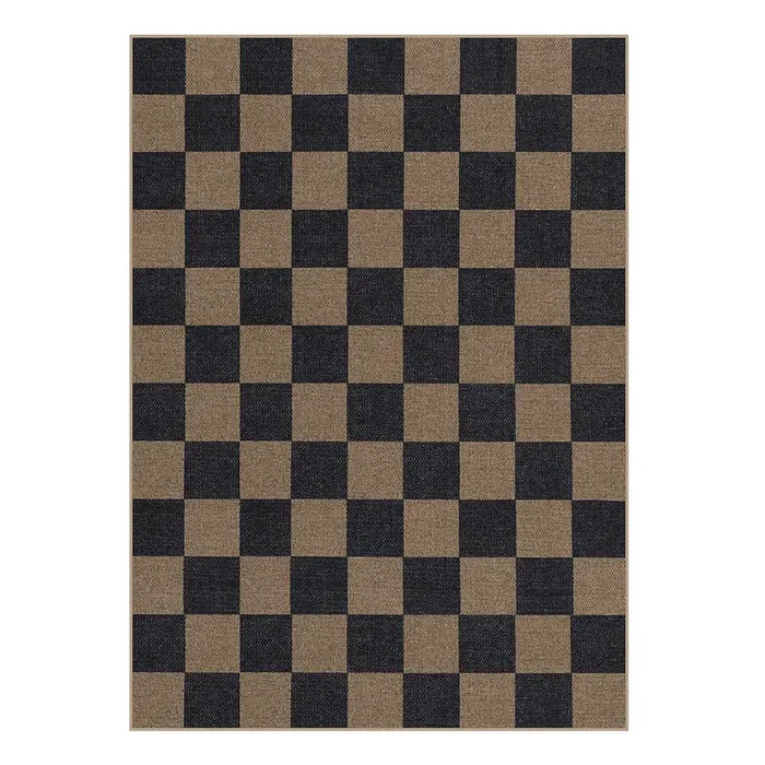 Colette Washable Checkered Easy Jute Dark Brown Indoor/Outdoor Rug