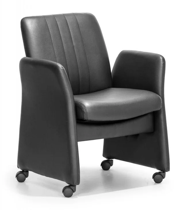 Colonel Office Chair, Black Leatherette Steel Frame