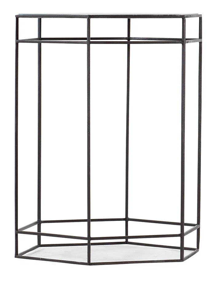 Commerce & Market Accent Table – Brown Metal Base