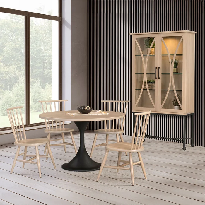 Conewango Modern Round Dining Table Set with Windsor Chairs