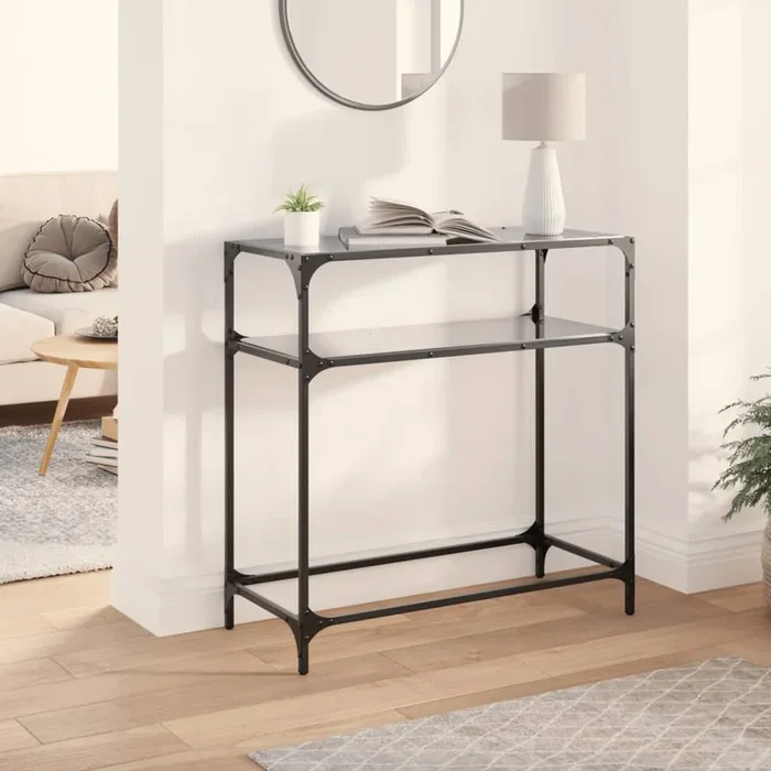 Console Table With Glass Top Steel