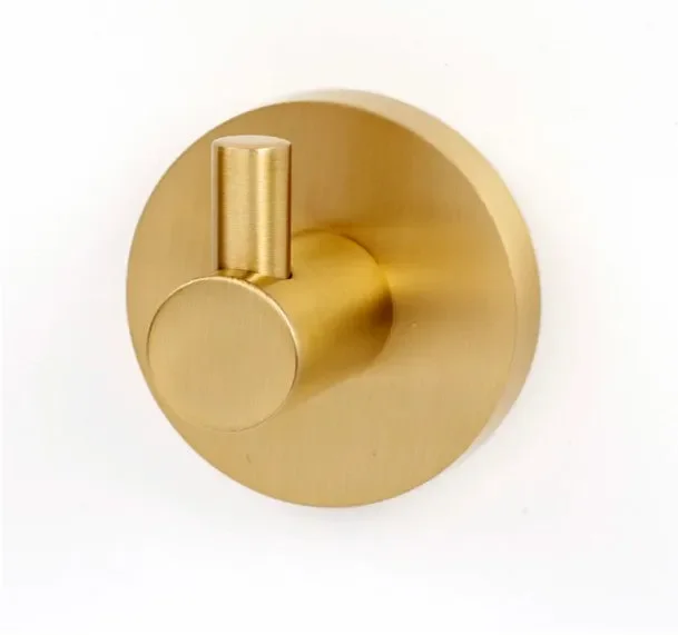 Contemporary I – Modern 2″W Button Style Single Wall Mount Solid Brass Bathroom Robe or Towel Hook