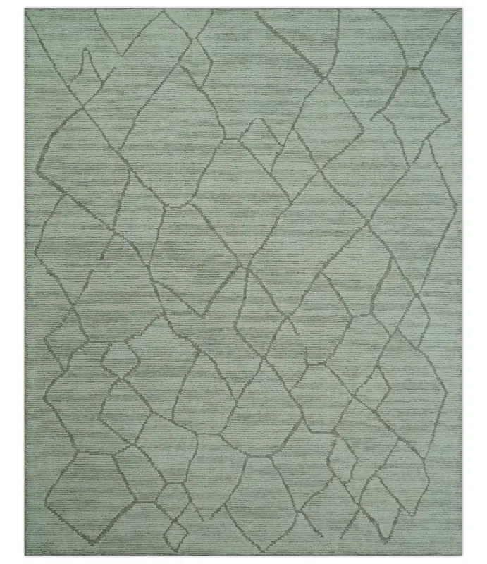 Contemporary Pattern Brown And Ivory Hand Tufted 8×10 Wool Rug