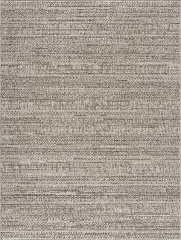 Contemporary solid Beige and Gray High Pile Area Rug