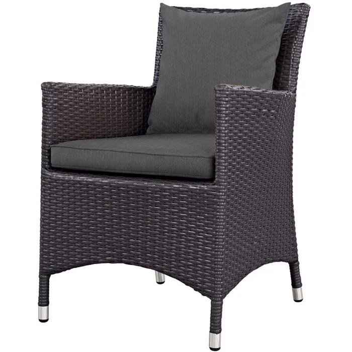 Convene Dining Outdoor Patio Armchair, Fabric Rattan Wicker, Drak Grey Gray, 17245