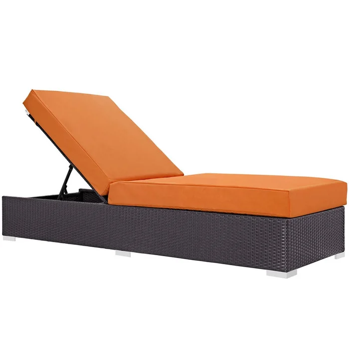 Convene Outdoor Patio Chaise Lounge, Orange, Rattan 9717