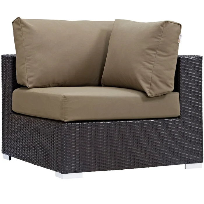 Convene Outdoor Patio Corner, Brown, Rattan 9674