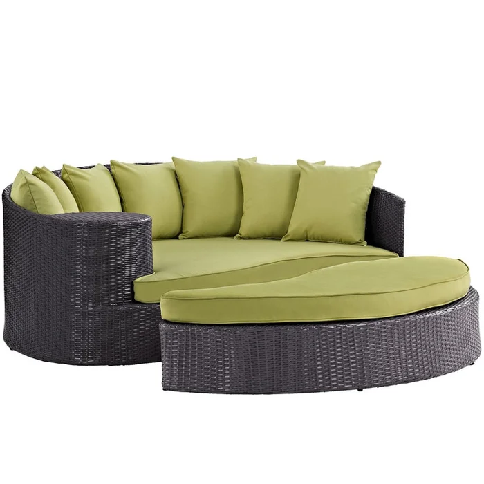 Convene Outdoor Patio Daybed, Green, Rattan 10490