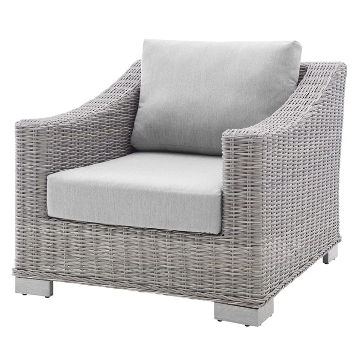 Conway Sunbrella® Outdoor Patio Wicker Rattan Armchair, Rattan, Wicker, Grey Gray, 18896