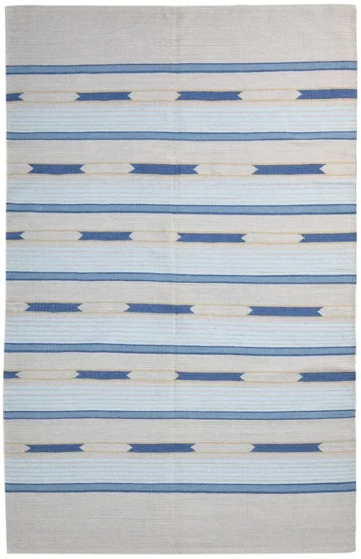 Cordula Grey Wool Rug 5′ X 8′ Modern Dhurrie Scandinavian Striped