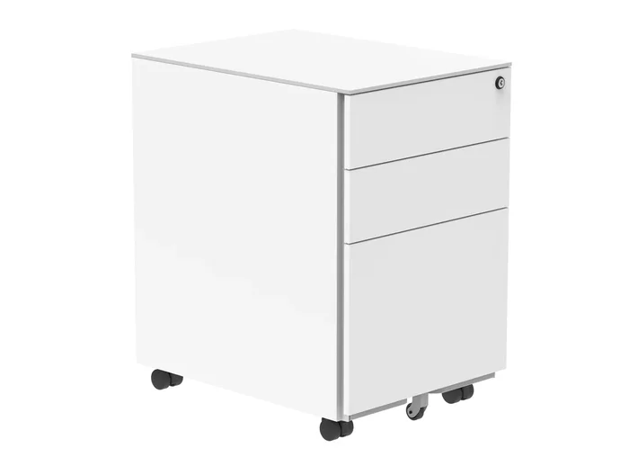 Core Mobile Under Desk Steel Pedestal – White