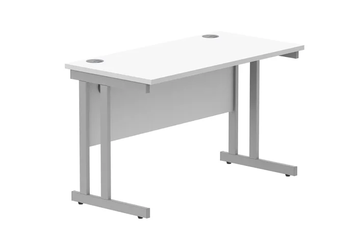 Core Twin Upright 600mm Deep Rectangular Desk – Arctic White