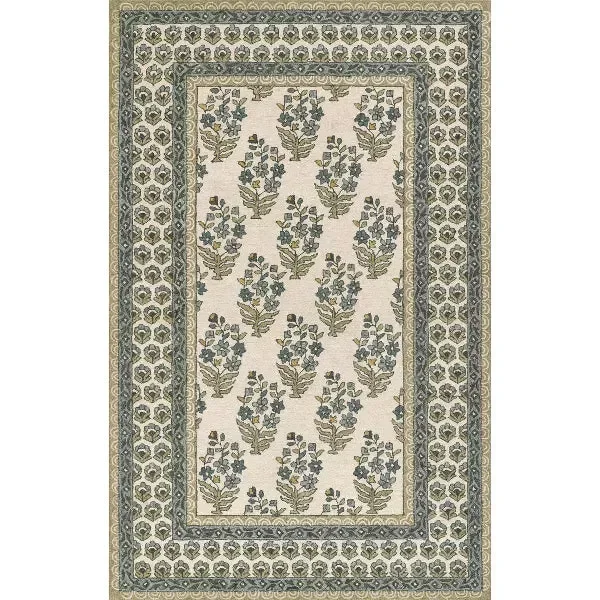 Cotswold Bourton Floral Handtufted Rug Green – 2’6″ x 8′