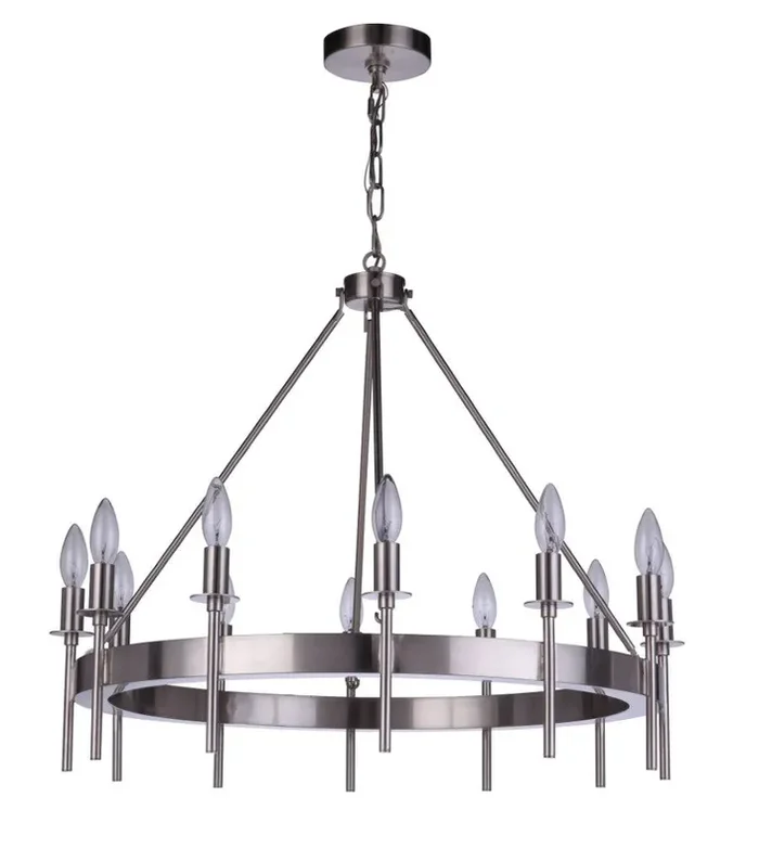 Craftmade 54312-BNK Larrson 12 Light Chandelier -Brushed Polished Nickel
