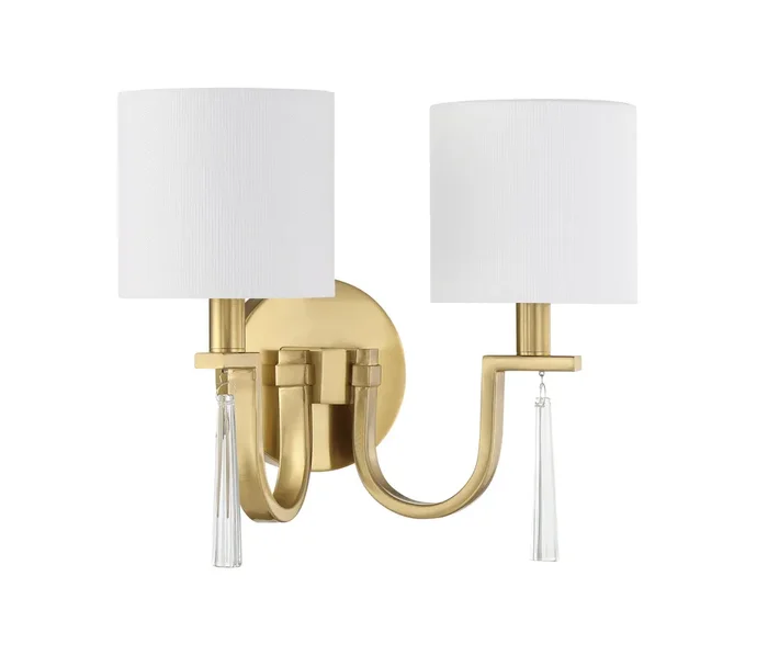 Craftmade 58262-SB Fortuna 2 Light Wall Sconce -Satin Brass