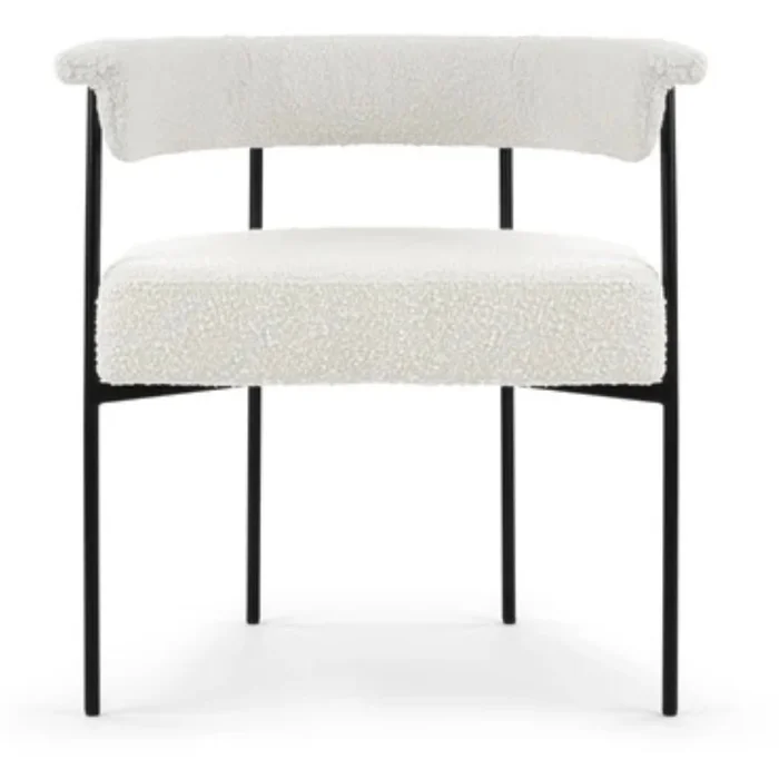 Cream bouclé arm chair with black metal legs (set of 2)- Local Pick Up Only